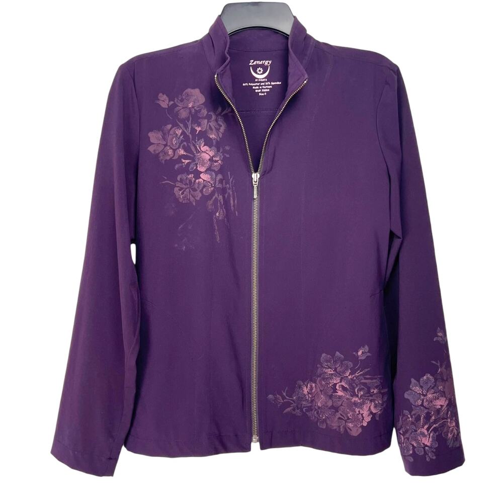 Chico's Zenergy Women's Size 0/S Purple Full Zip Knit Jacket Travel Friendly